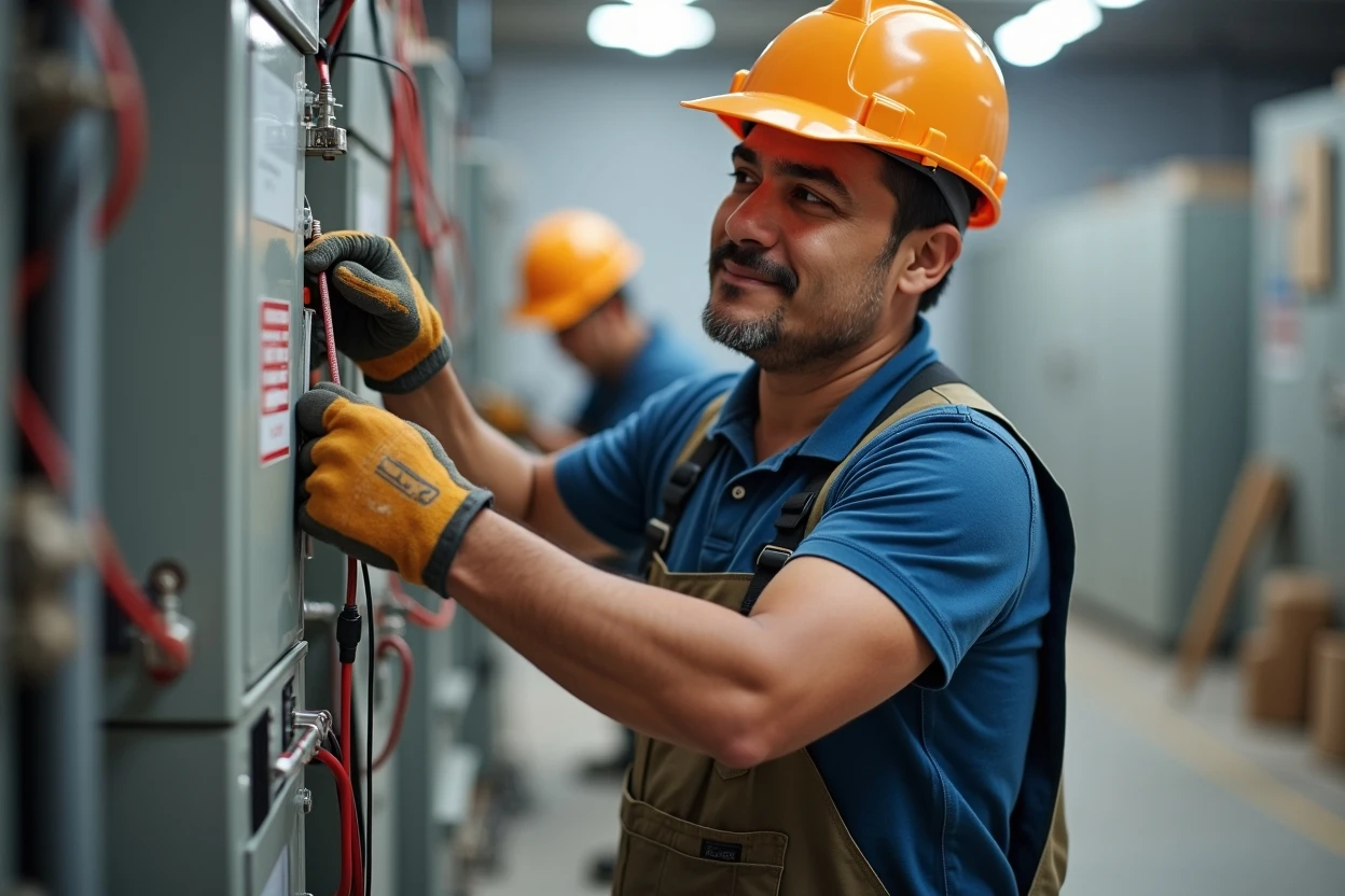 Instalación de cableado eléctrico en taller industrial